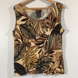 R&K Tropical Leaf Print Shell Tank